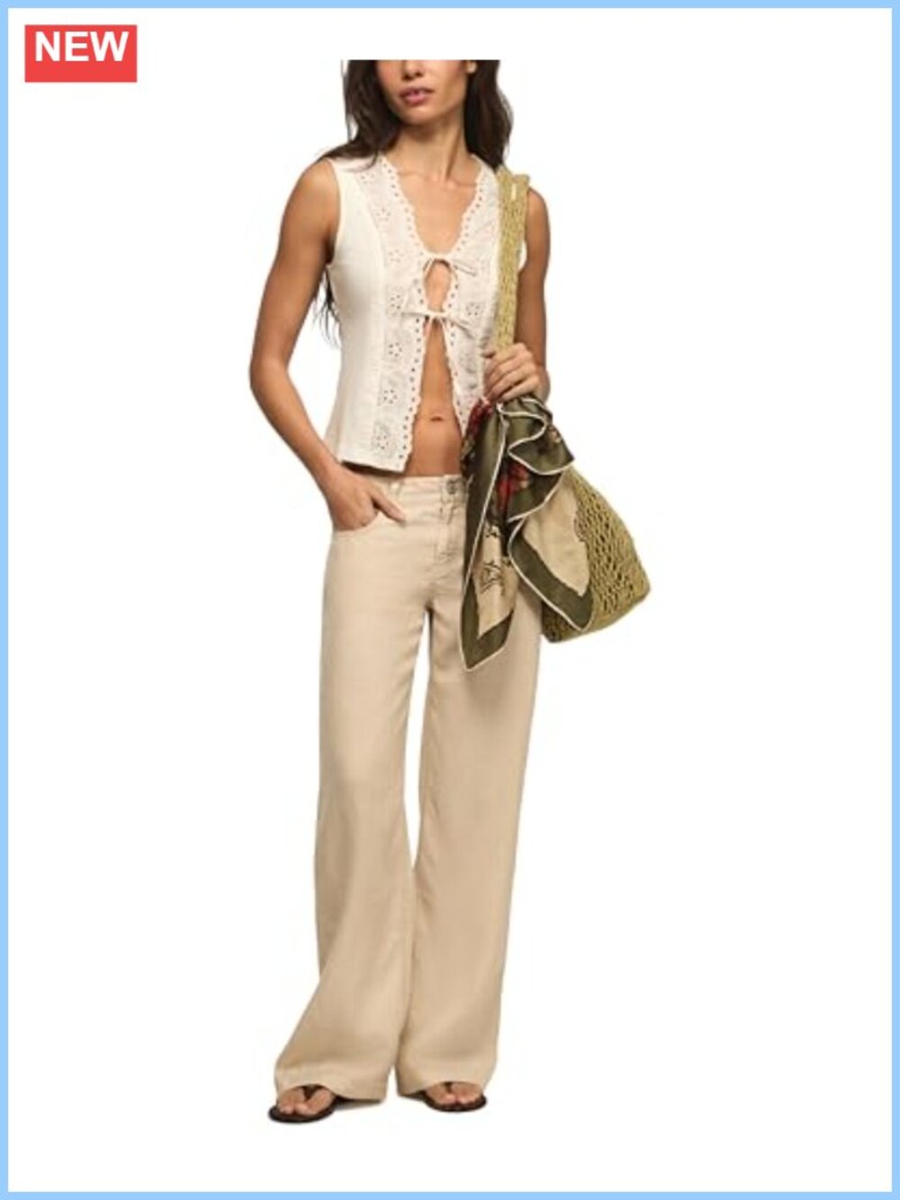 Baggy Linen Wide Leg Pull-On Pant Relaxed Palazzo Casual